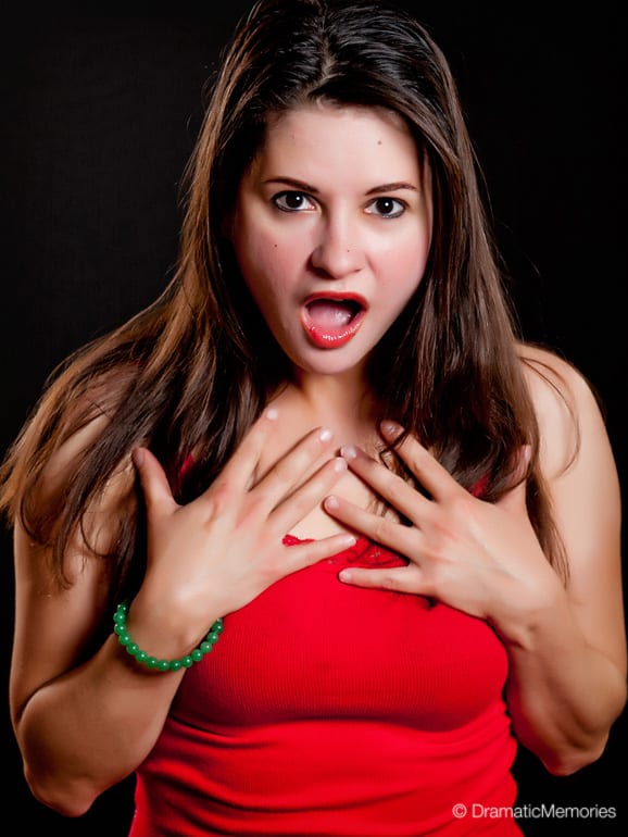 young woman acting surprised